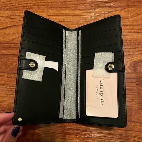 NWT Kate Spade Darcy Slim Bifold Wallet - Black & Cream - Picture 4 of 7